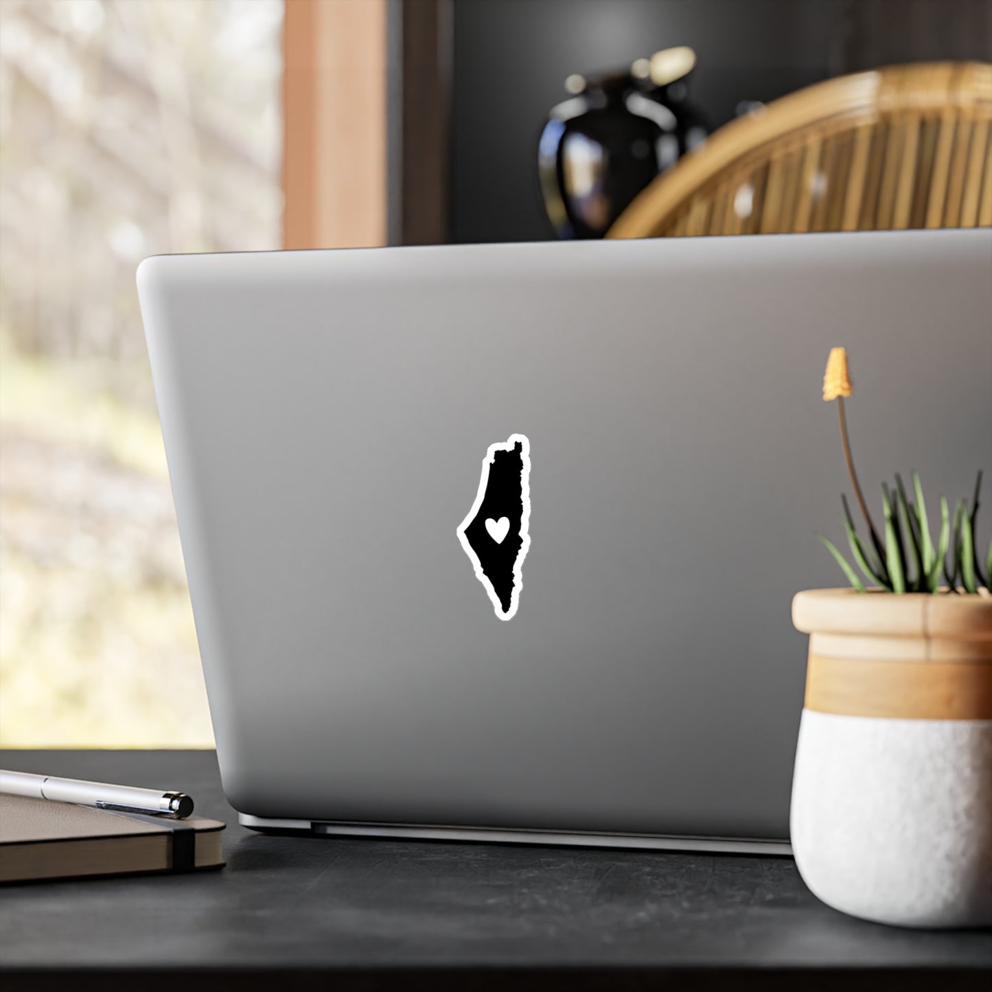 Black and White Palestine with Heart Sticker