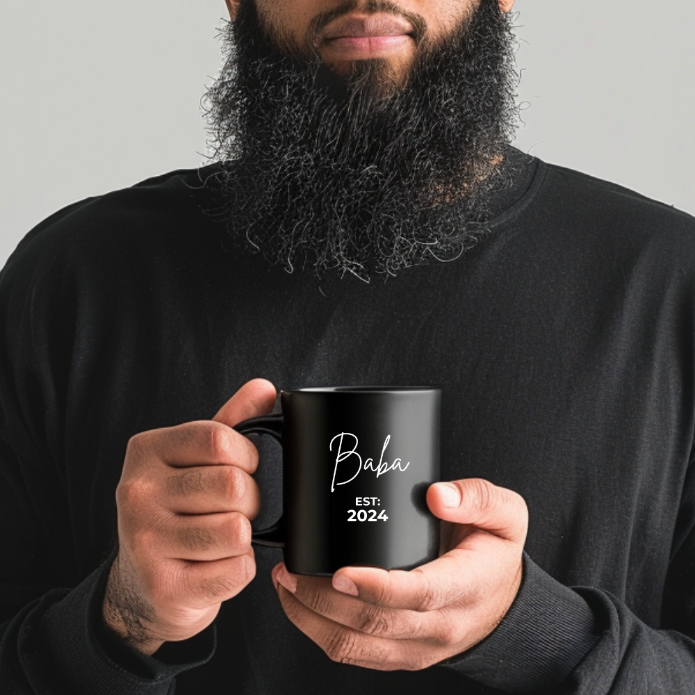 Personalized Baba Muslim Father Black Mug