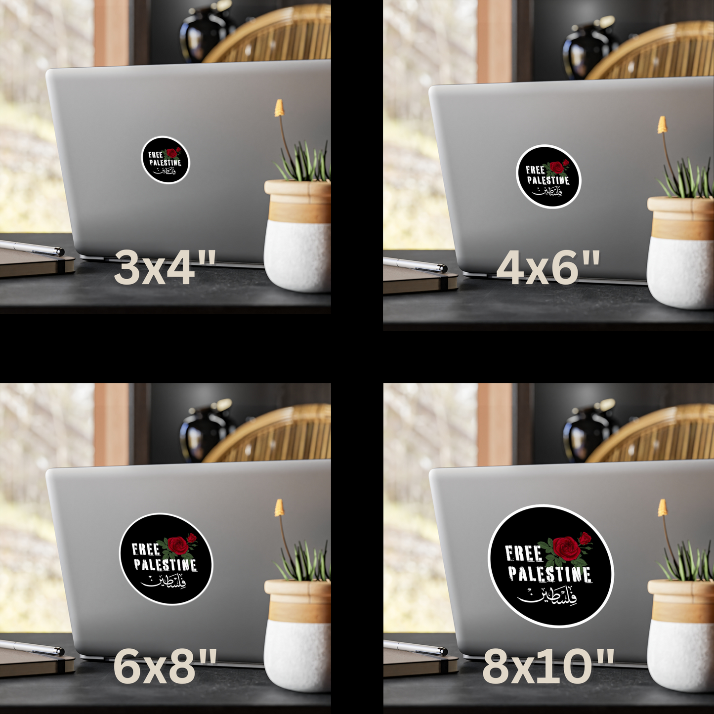 Free Palestine Red Rose Sticker