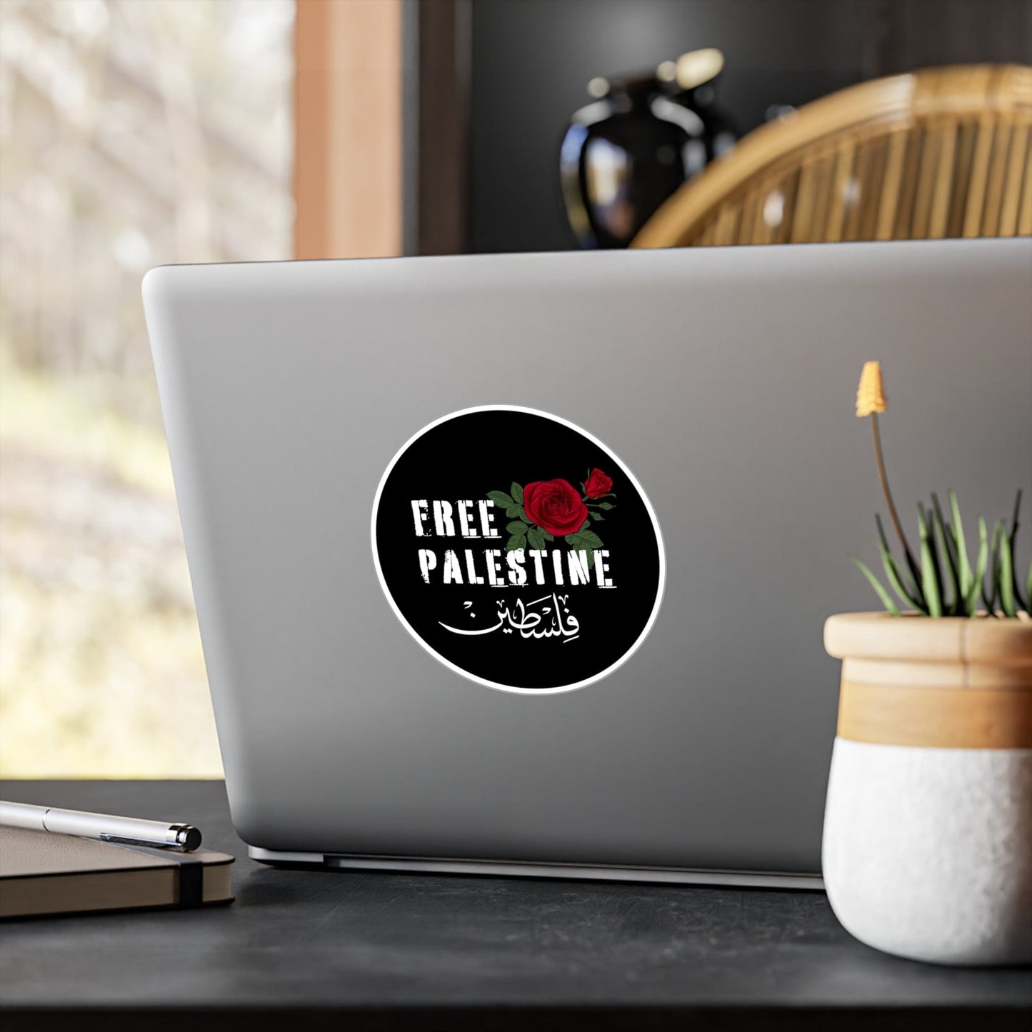Free Palestine Red Rose Sticker