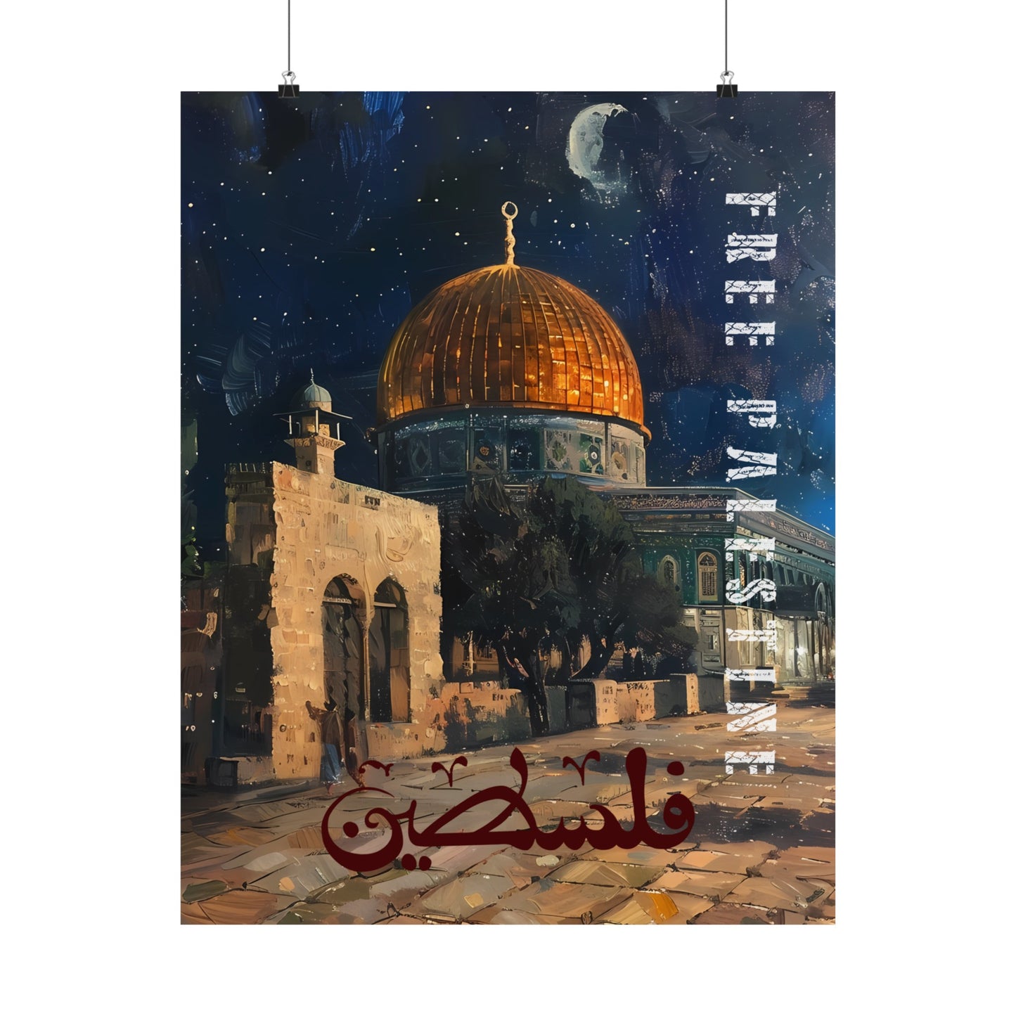 Al-Aqsa at Night Palestine Poster