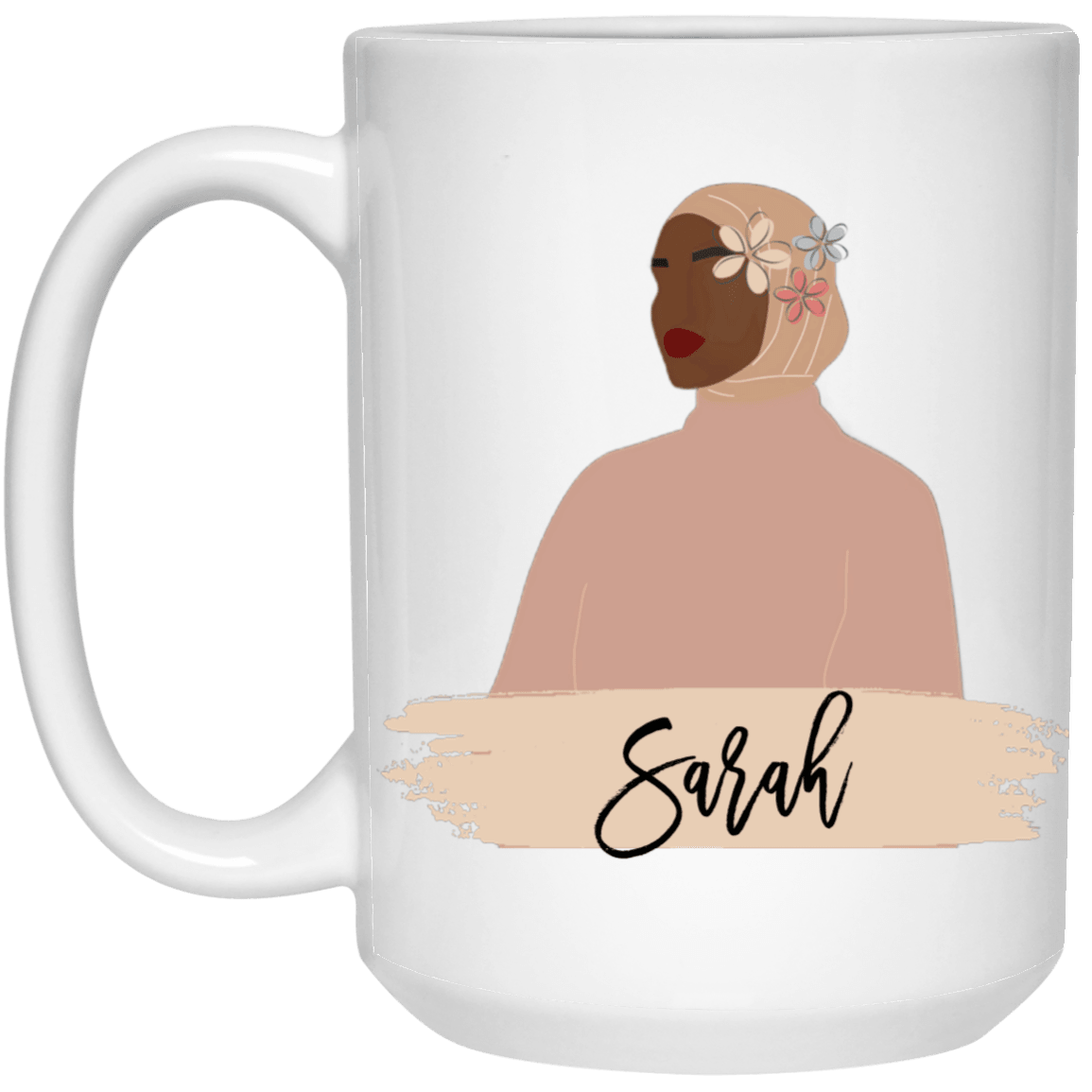 Abstract Hijabi Personalized Name White Coffee Mug - SunnahBay
