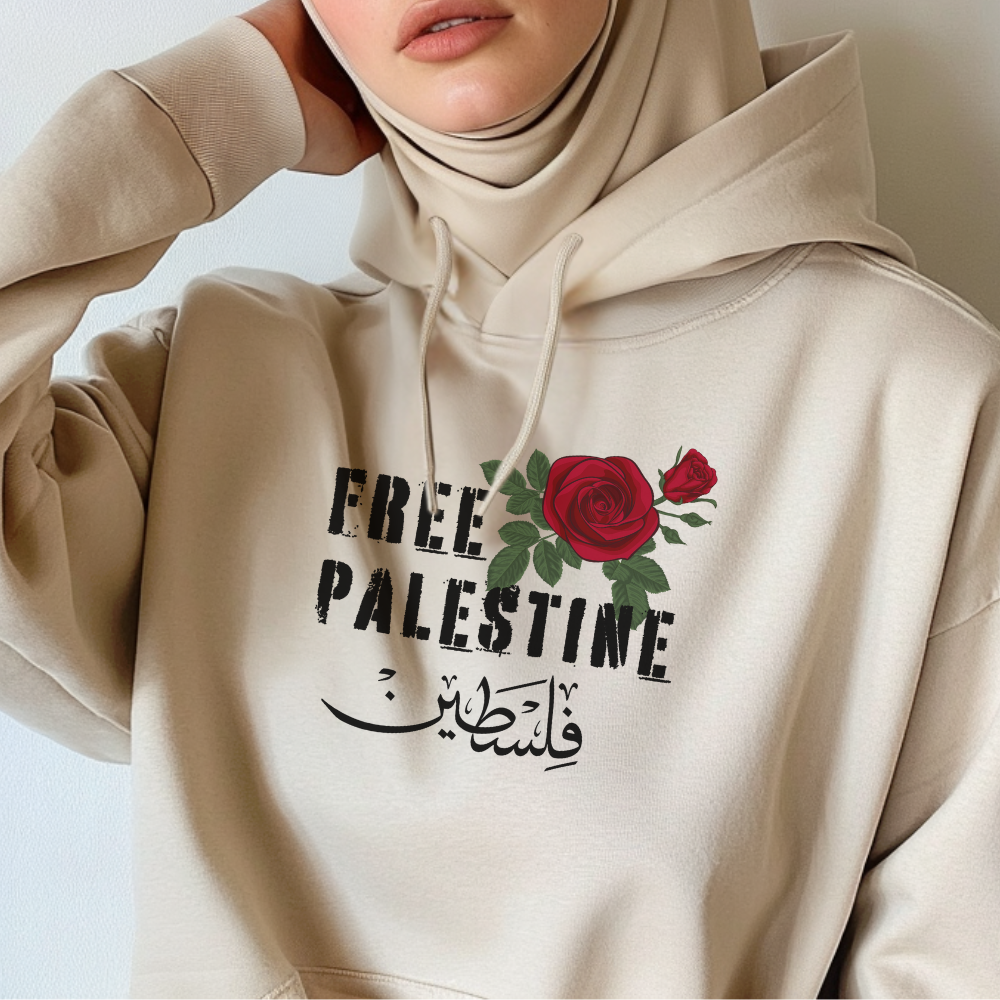 Free Palestine Red Rose Hoodie