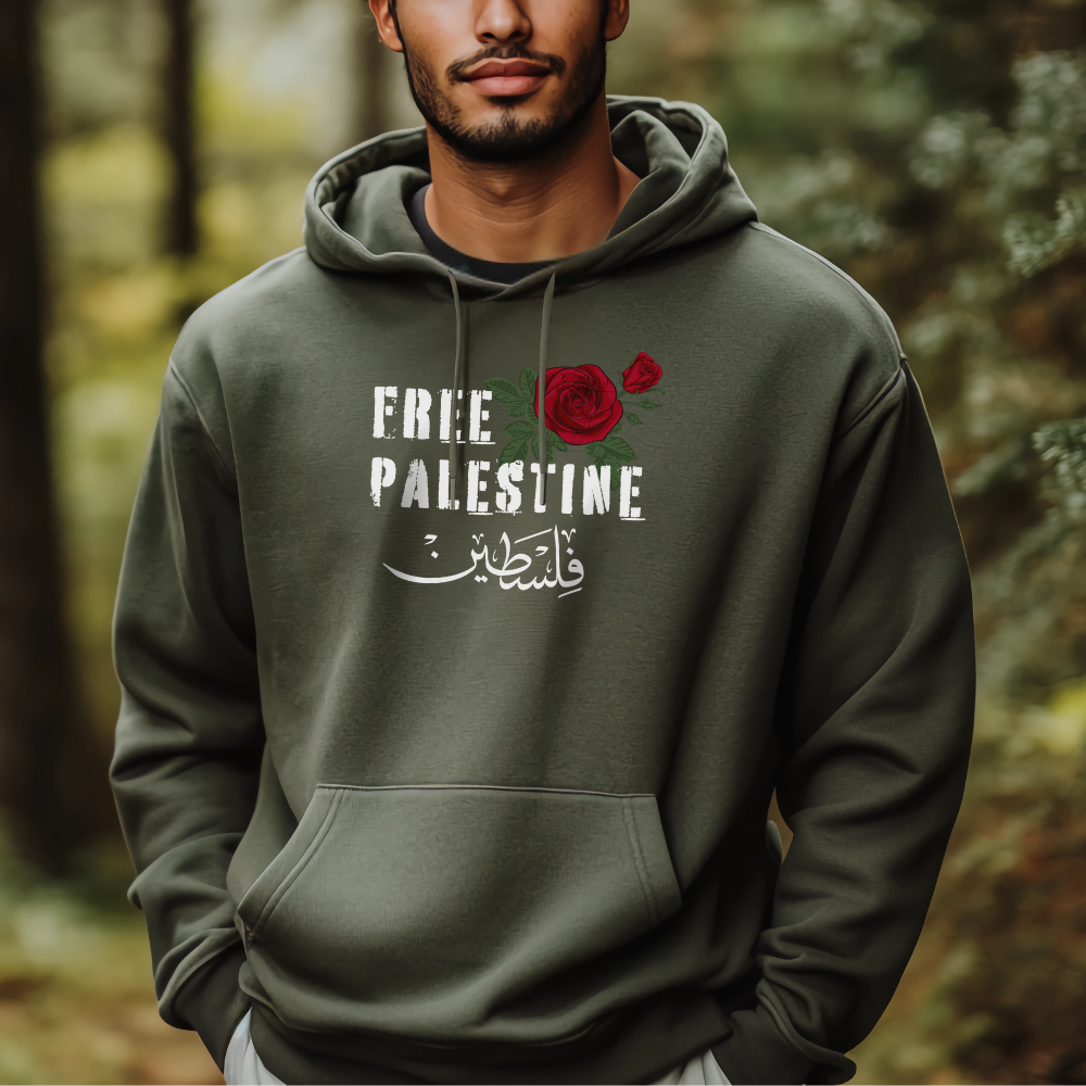 Free Palestine Red Rose Hoodie