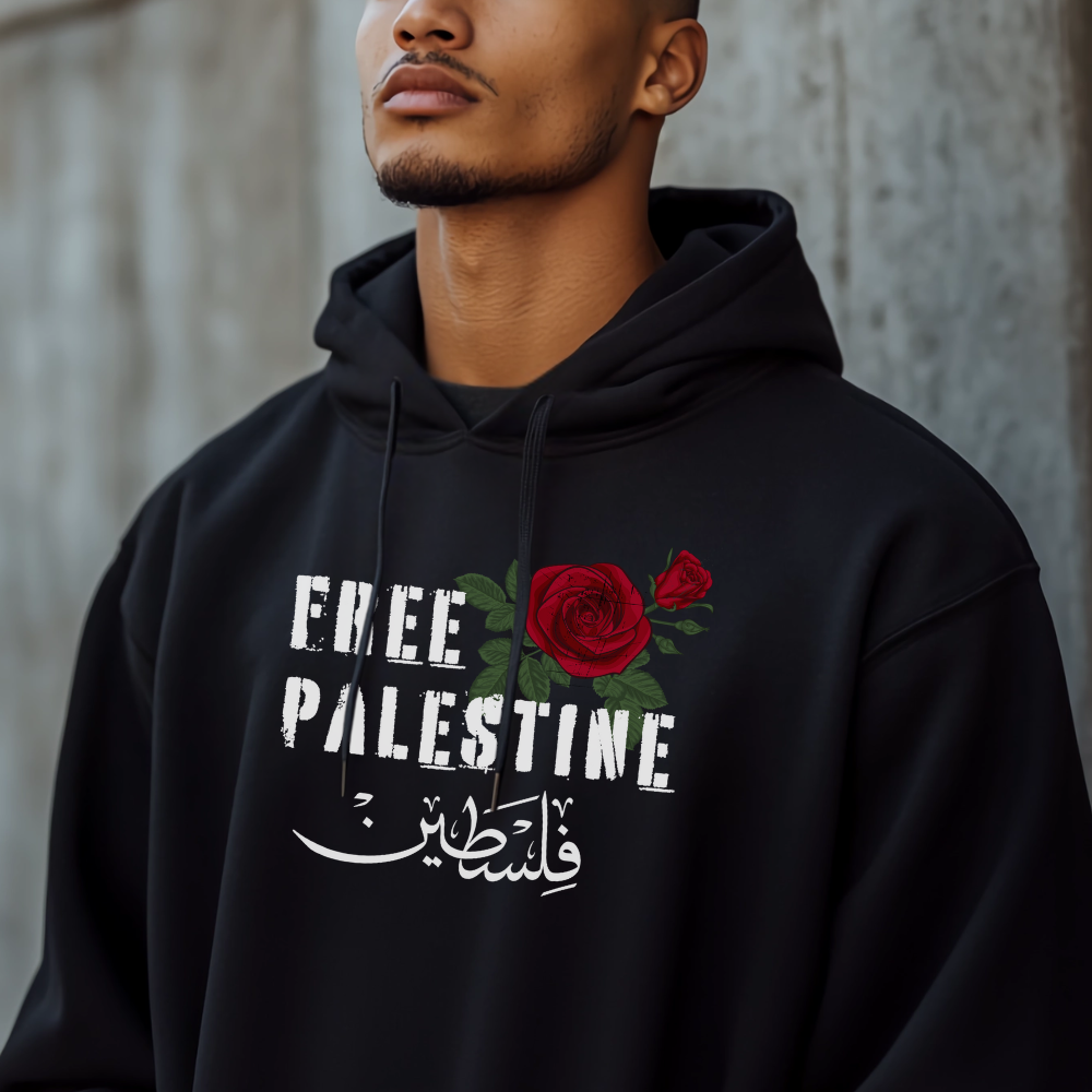 Free Palestine Red Rose Hoodie