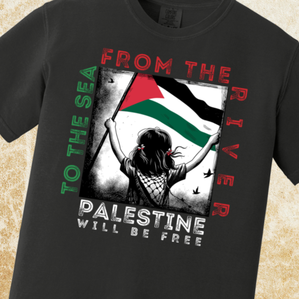 From the River to the Sea Girl w/ Flag Tshirt