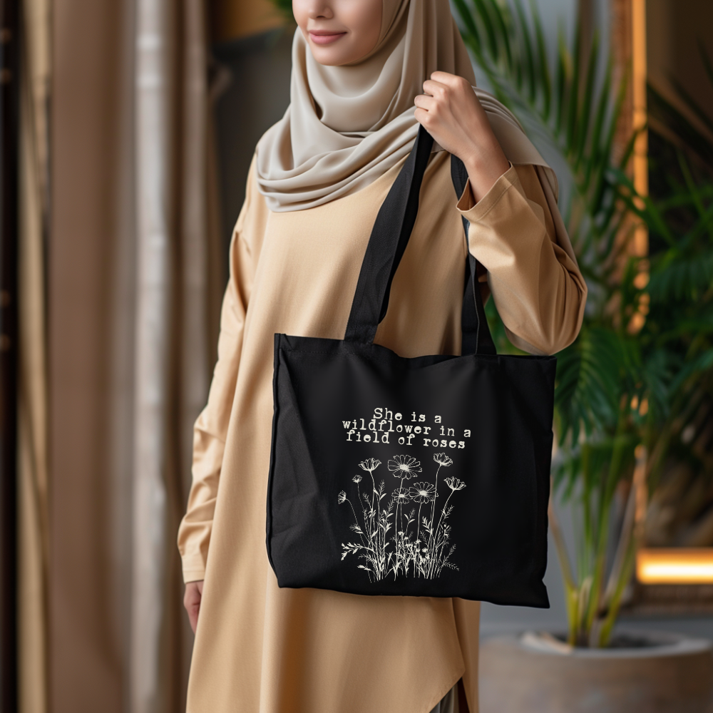She is a Wildflower in a Field of Roses Canvas Tote