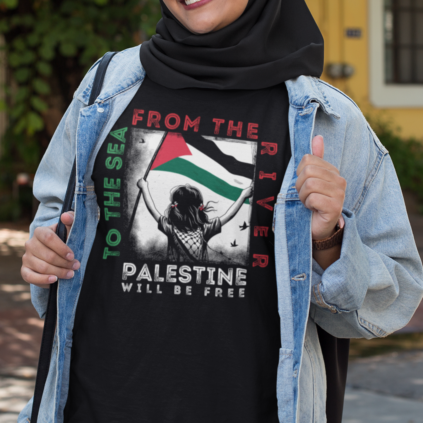 From the River to the Sea Girl w/ Flag Tshirt