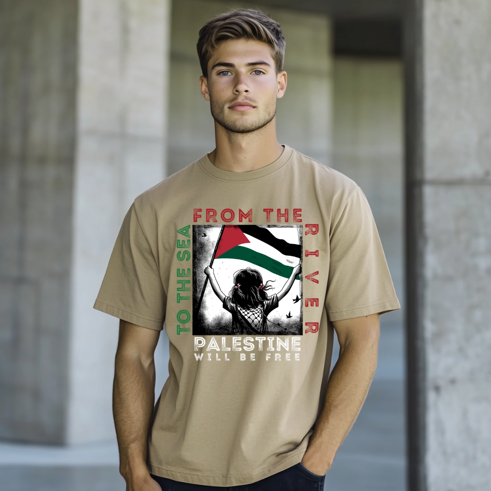 From the River to the Sea Girl w/ Flag Tshirt