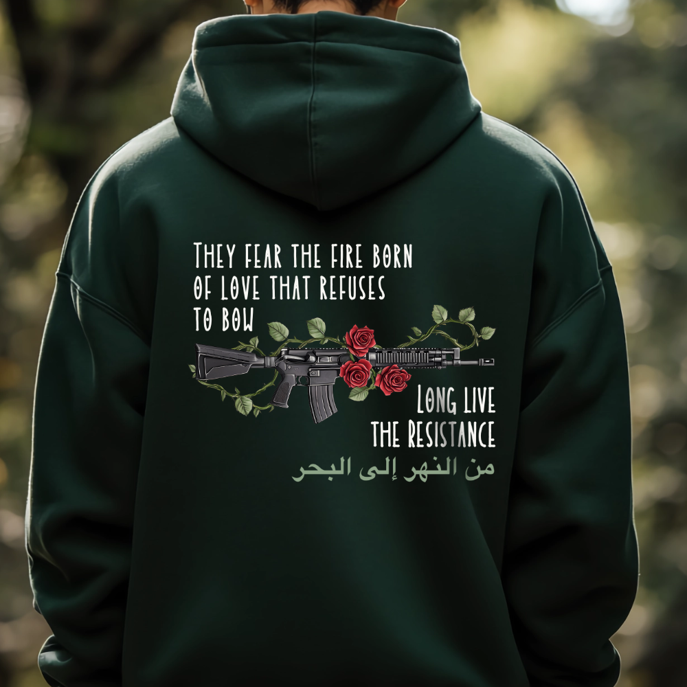 Fire Born of Love Palestine Resistance Hoodie