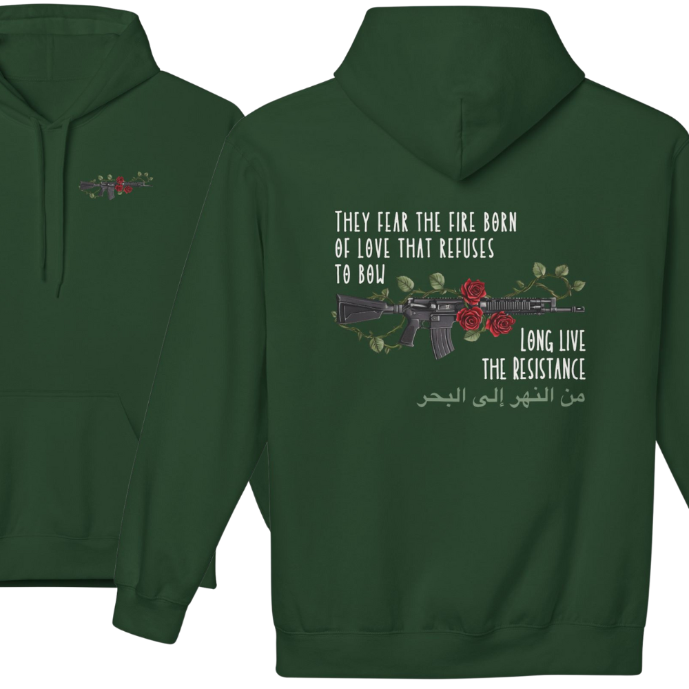 Fire Born of Love Palestine Resistance Hoodie