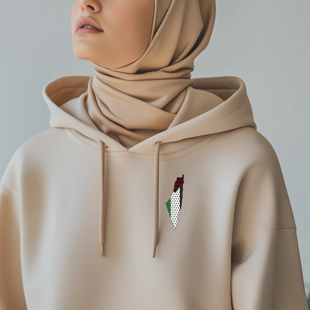 Free Palestine Green Letters Hoodie