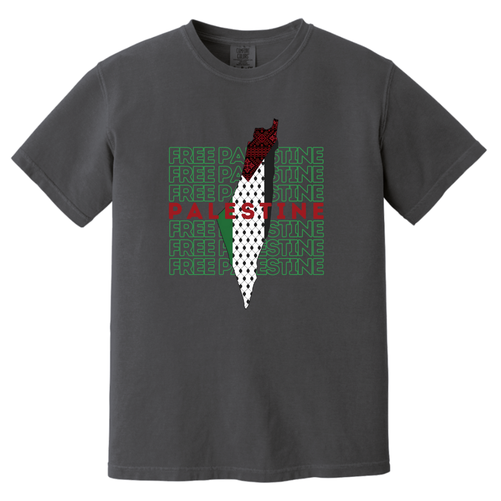 Free Palestine Green Letters Tshirt