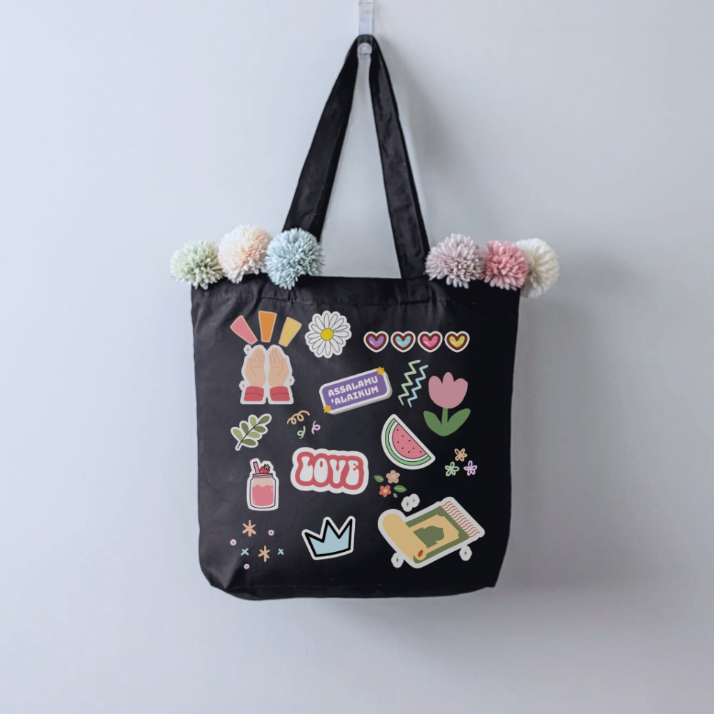 Muslimah Islamic Black Sticker Tote
