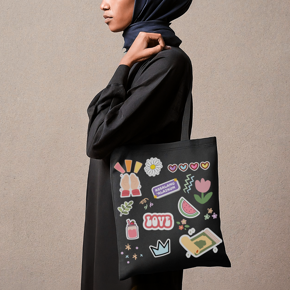 Muslimah Islamic Black Sticker Tote