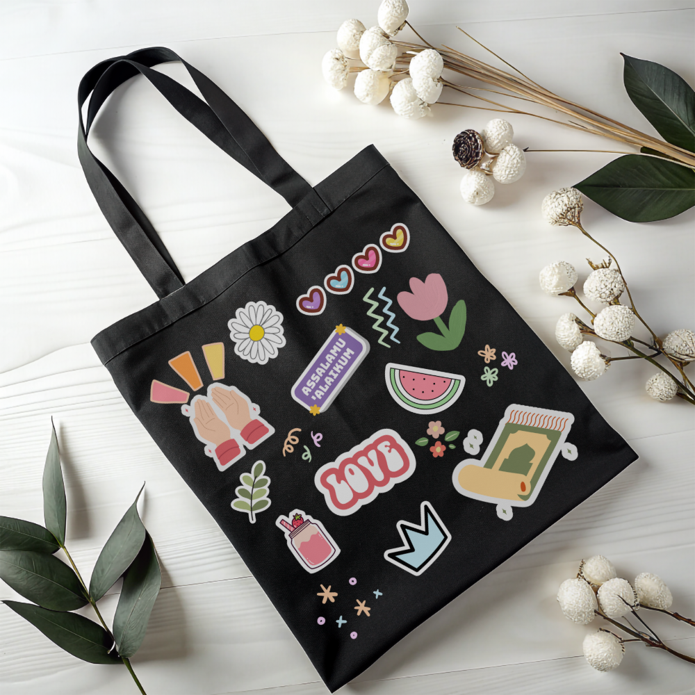 Muslimah Islamic Black Sticker Tote