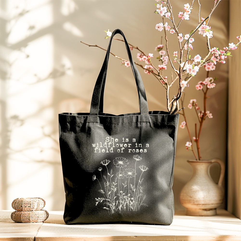 She is a Wildflower in a Field of Roses Canvas Tote