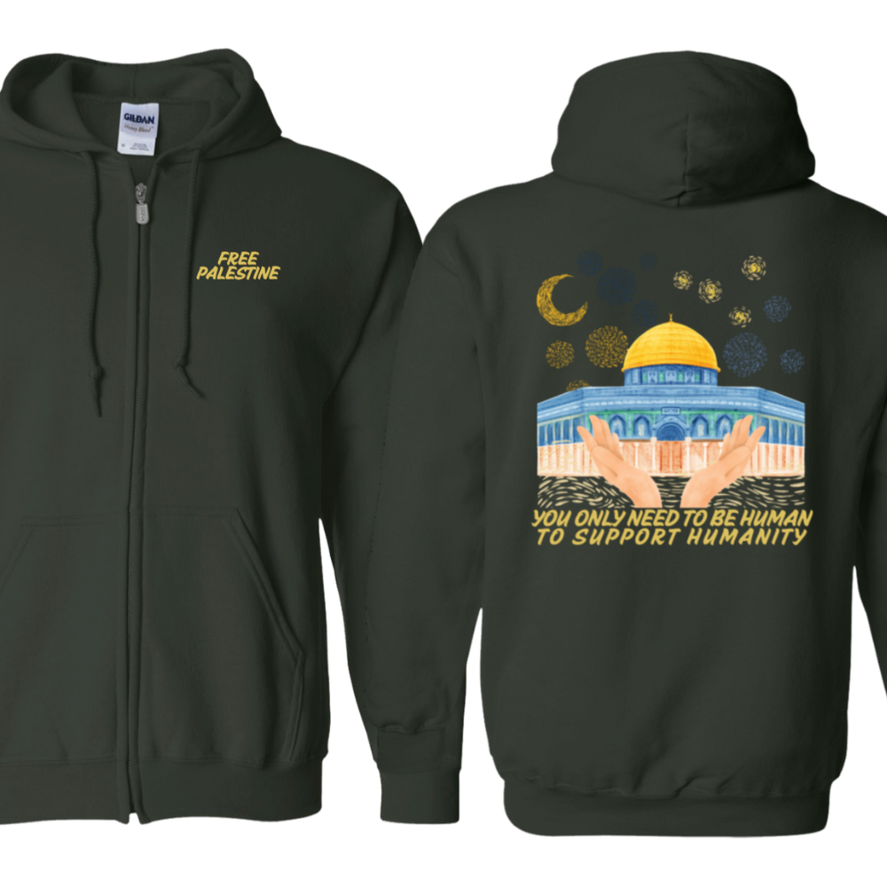 You Only Need to be Human Zip Up Palestine Hoodie