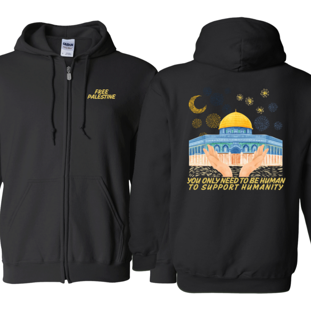 You Only Need to be Human Zip Up Palestine Hoodie