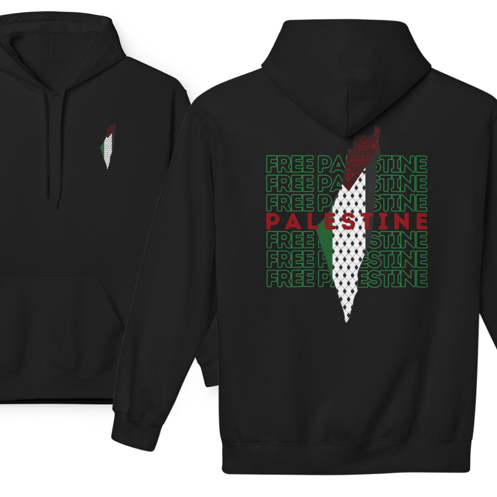 Free Palestine Green Letters Hoodie
