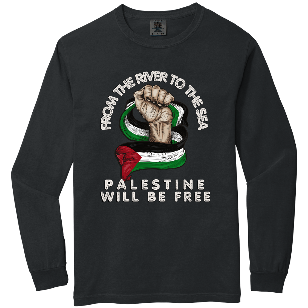From the River to the Sea Fist with Flag Long Sleeve Tshirt