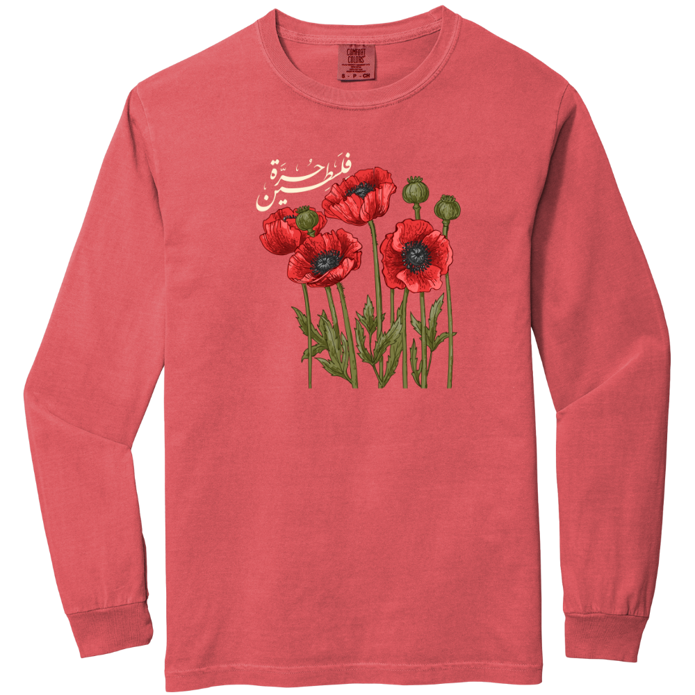 Free Palestine Red Poppy Long Sleeve Tshirt