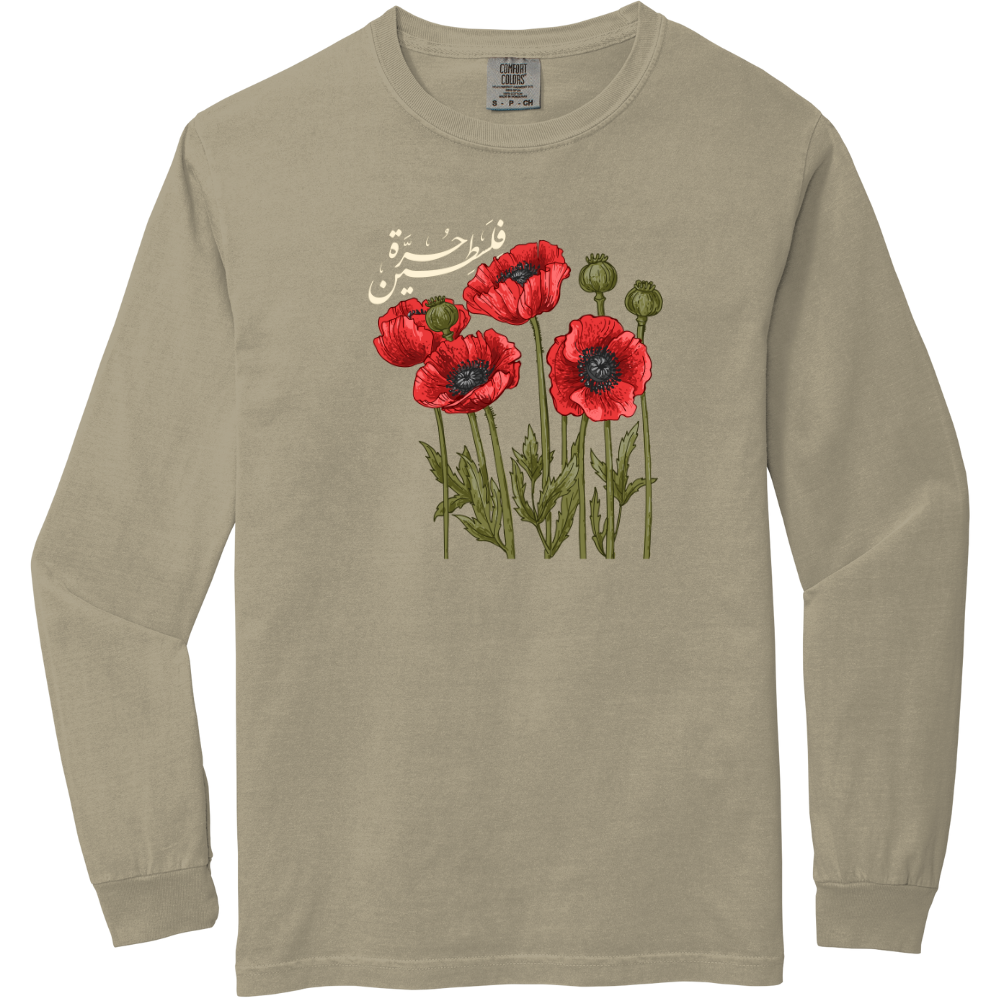 Free Palestine Red Poppy Long Sleeve Tshirt