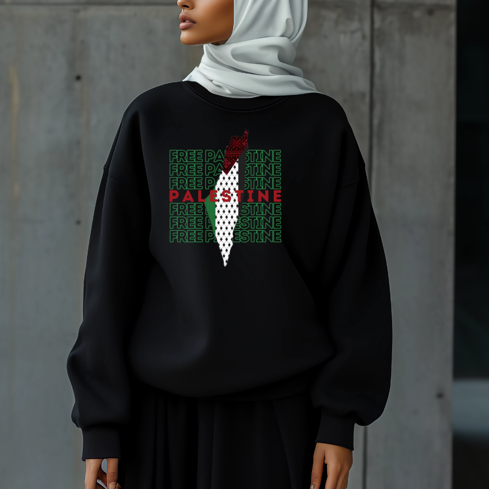 Free Palestine Green Palestine Map Sweatshirt