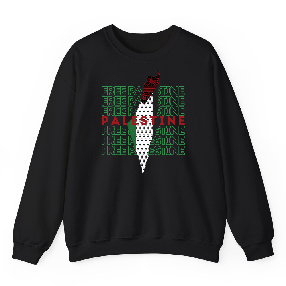 Free Palestine Green Palestine Map Sweatshirt