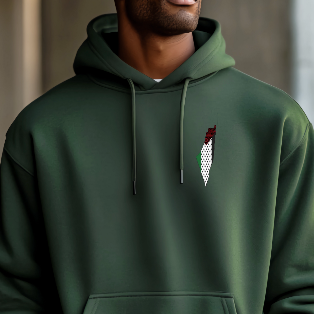 Free Palestine Green Letters Hoodie