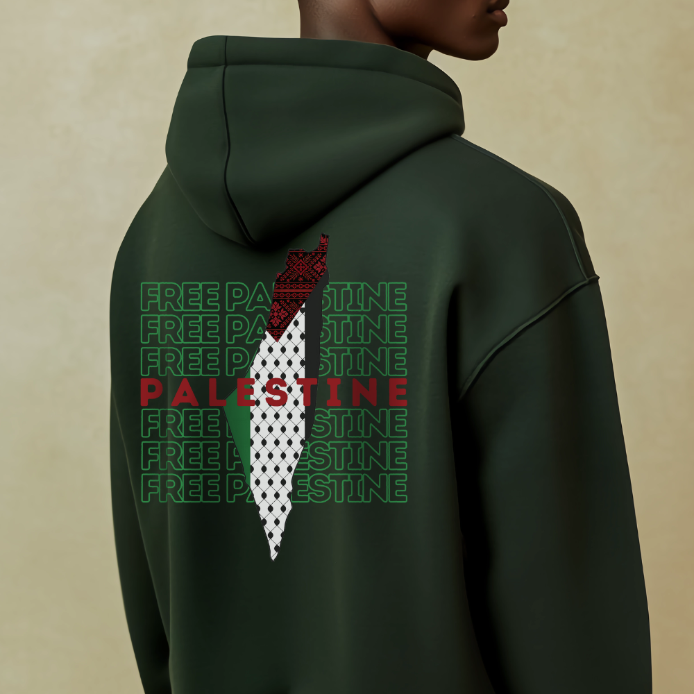 Free Palestine Green Letters Hoodie