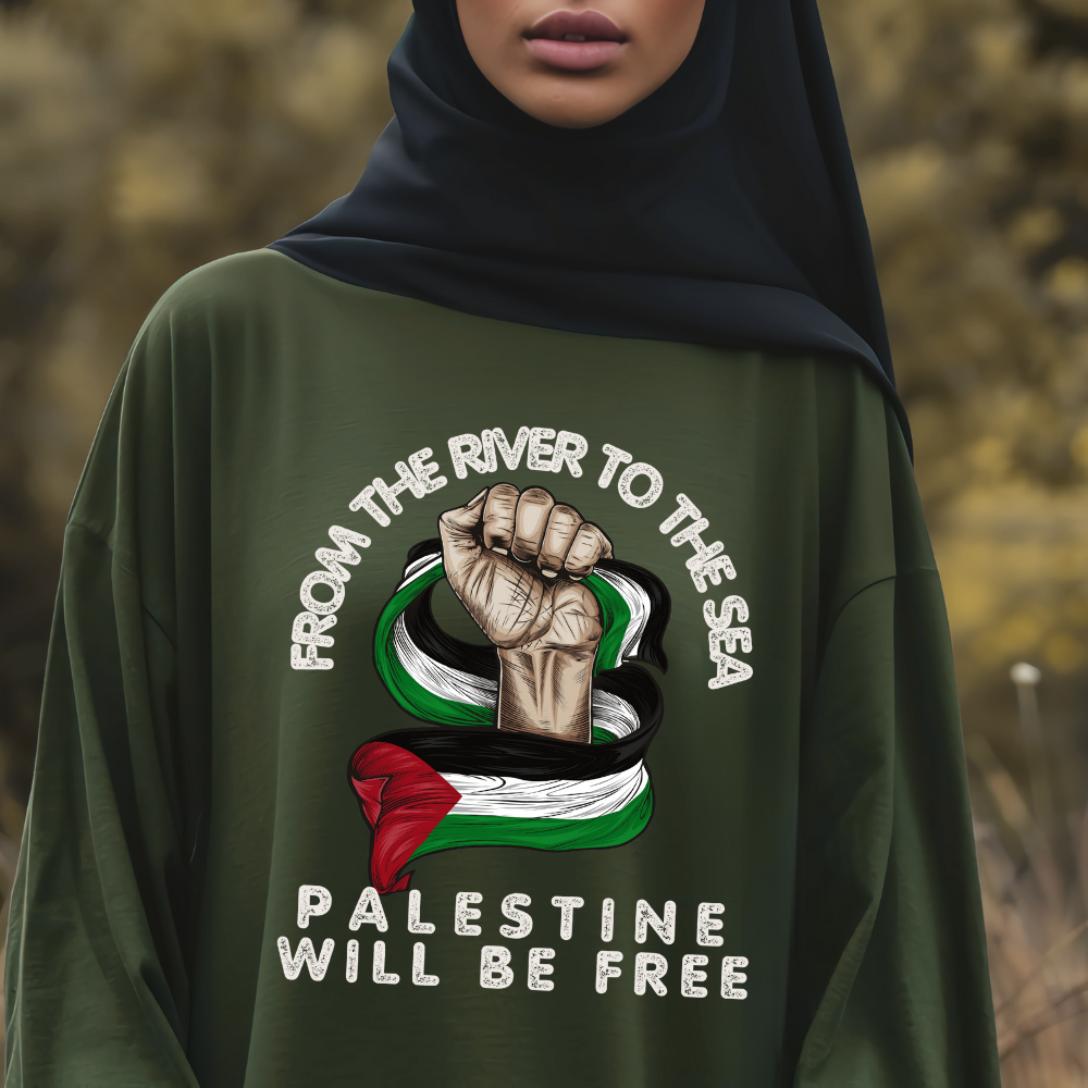 From the River to the Sea Fist with Flag Long Sleeve Tshirt
