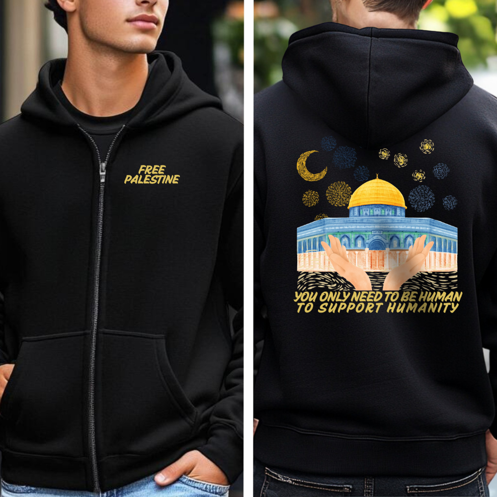 You Only Need to be Human Zip Up Palestine Hoodie