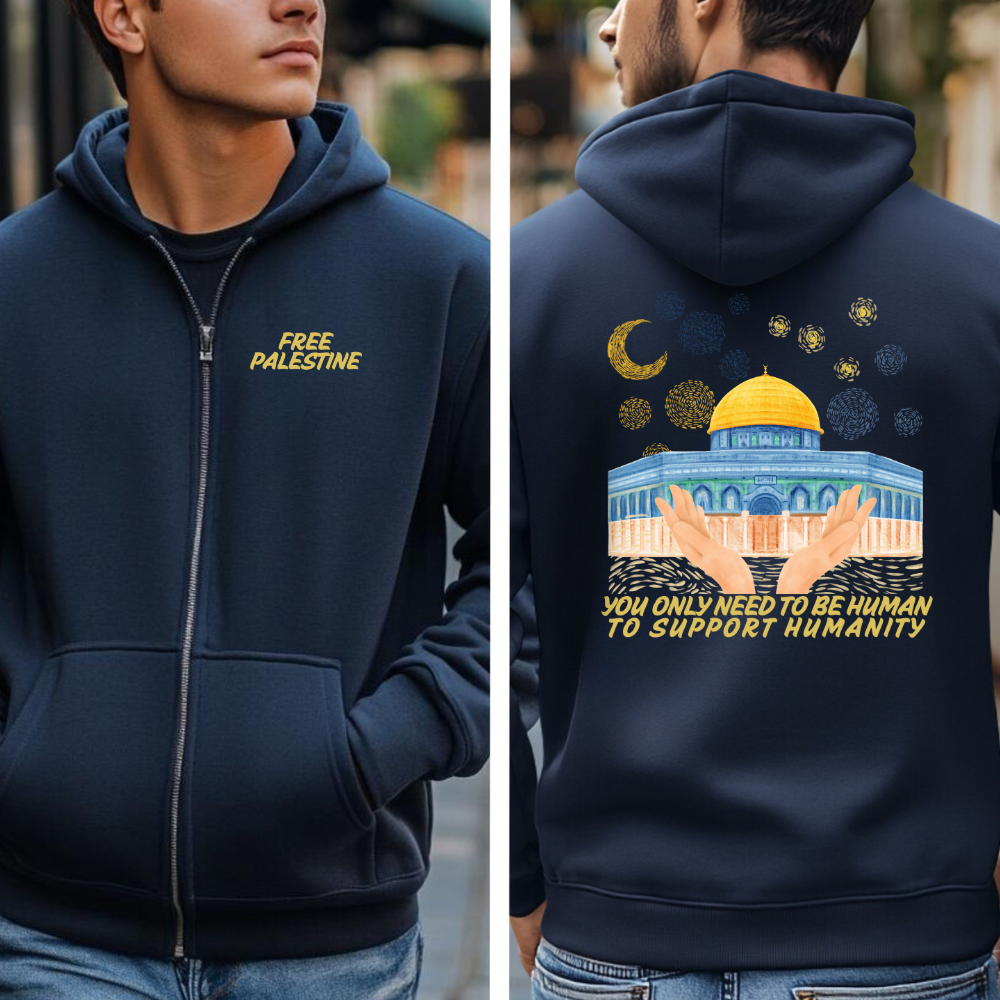 You Only Need to be Human Zip Up Palestine Hoodie