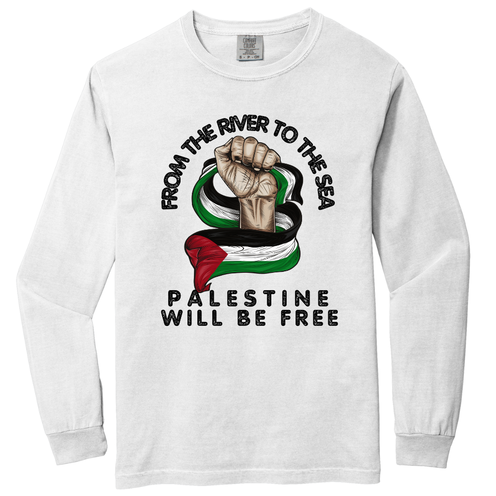 From the River to the Sea Fist with Flag Long Sleeve Tshirt