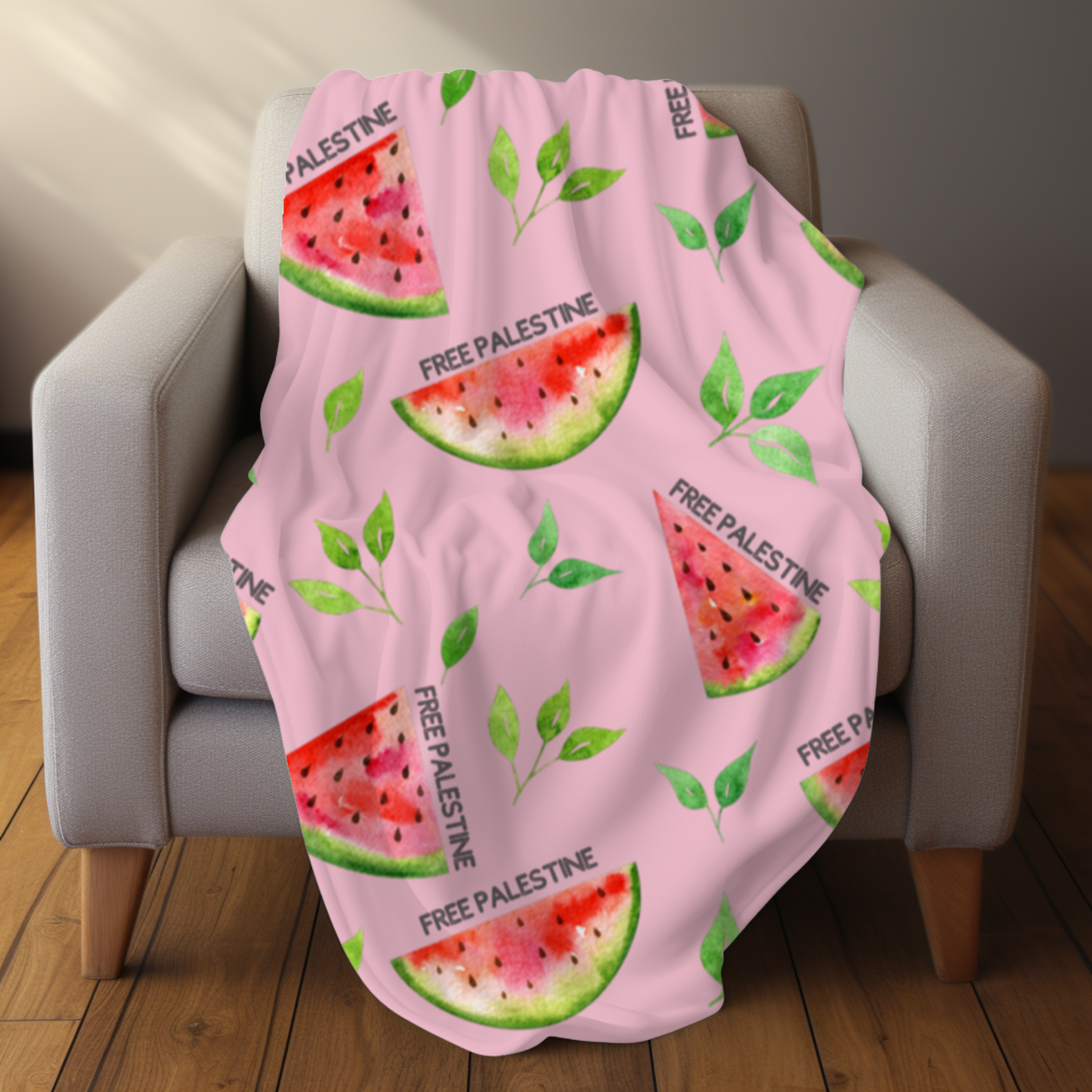 Free Palestine Pink Watermelon Blanket