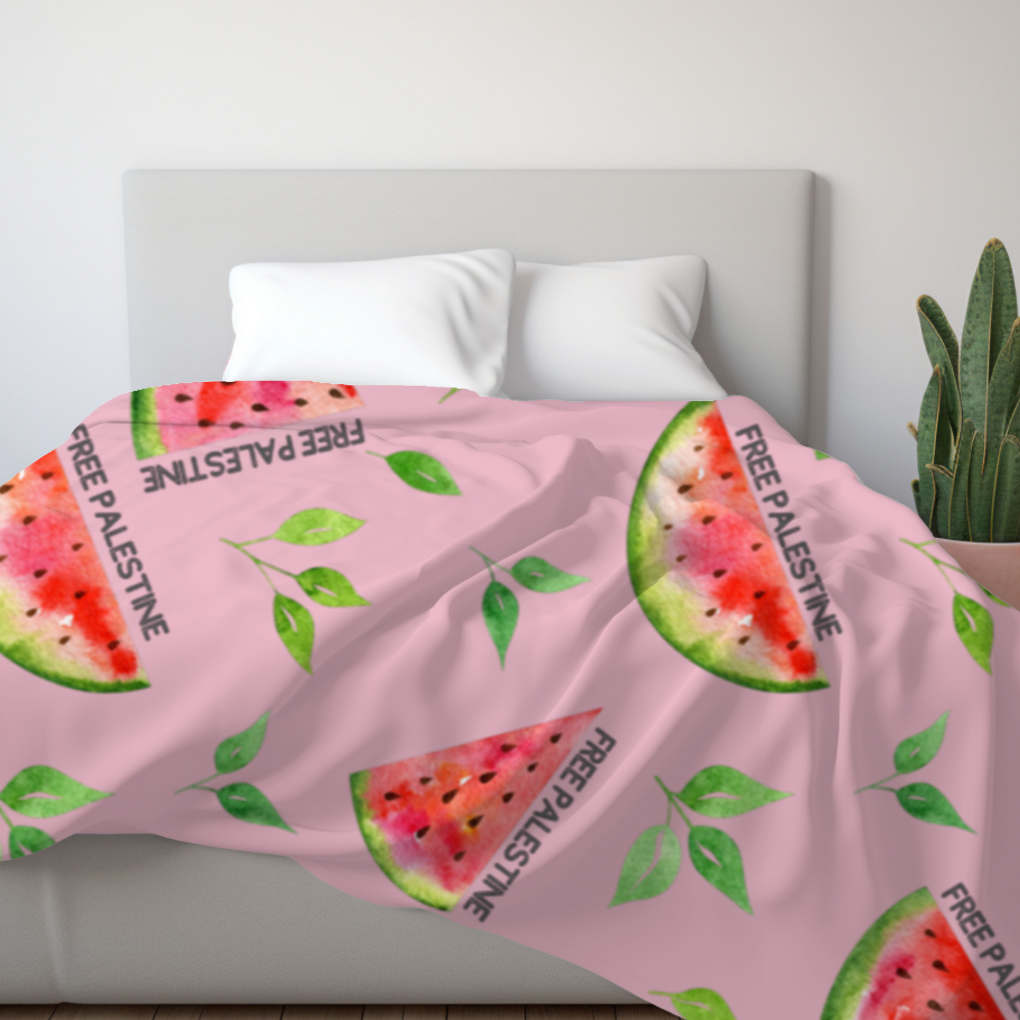 Free Palestine Pink Watermelon Blanket