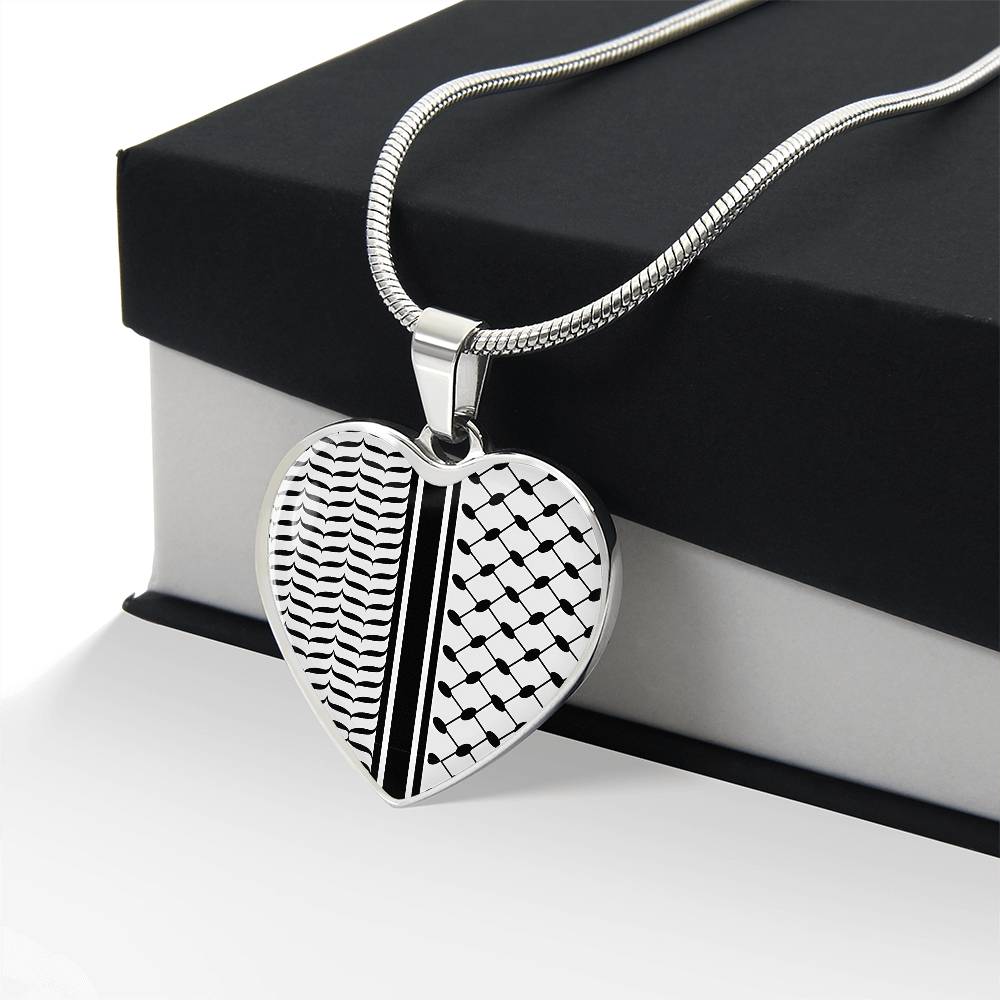 Palestinian Keffiyeh Military Heart Tag Necklace