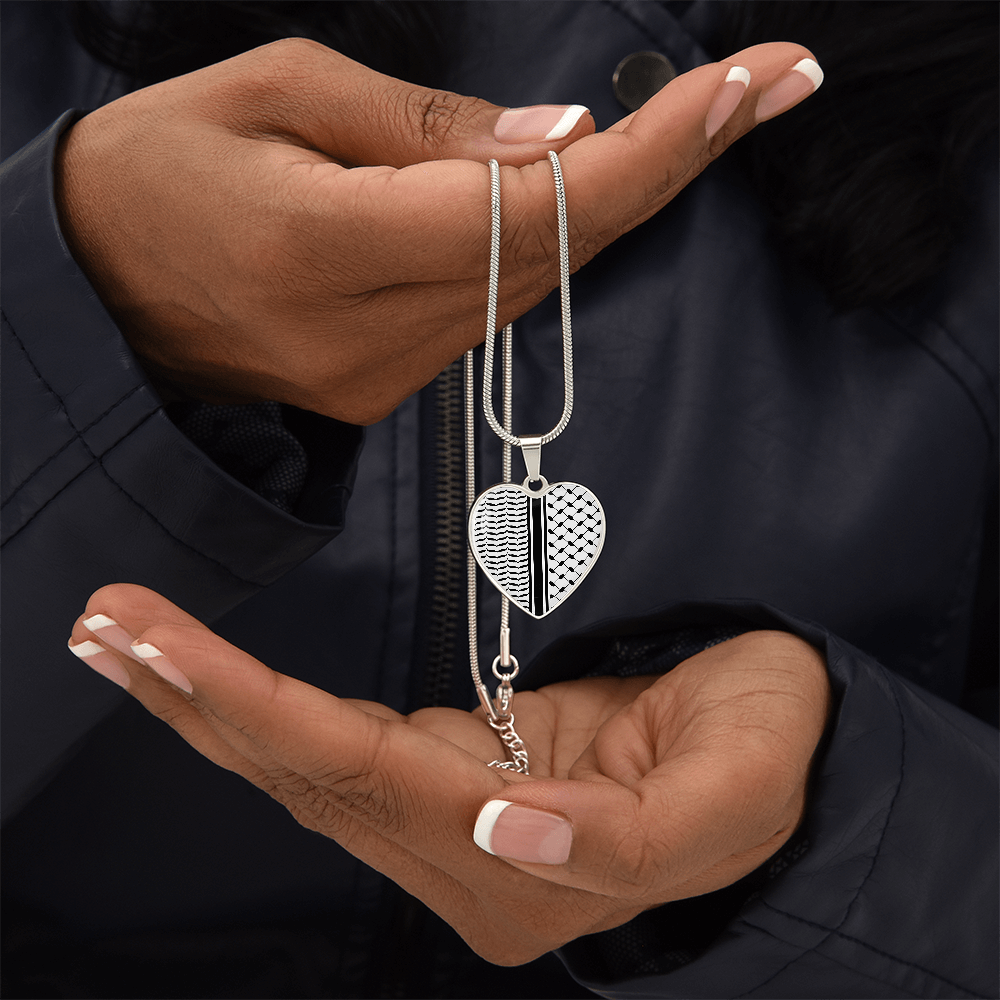 Palestinian Keffiyeh Military Heart Tag Necklace