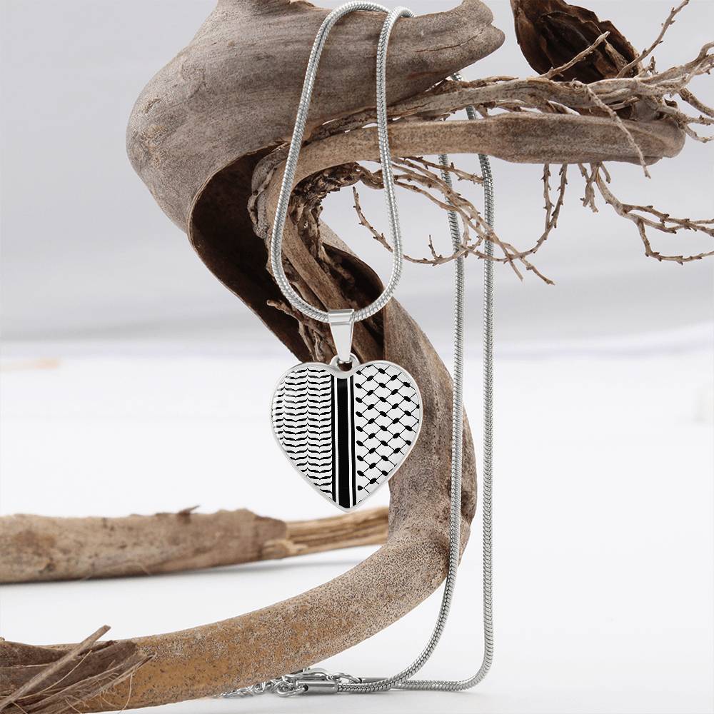 Palestinian Keffiyeh Military Heart Tag Necklace