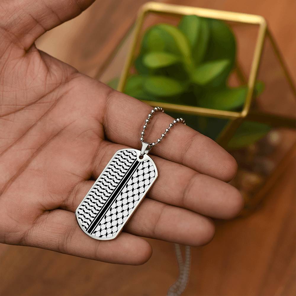 Palestinian Keffiyeh MIlitary Tag Necklace