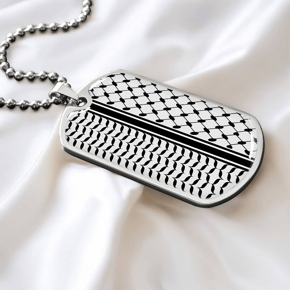 Palestinian Keffiyeh MIlitary Tag Necklace