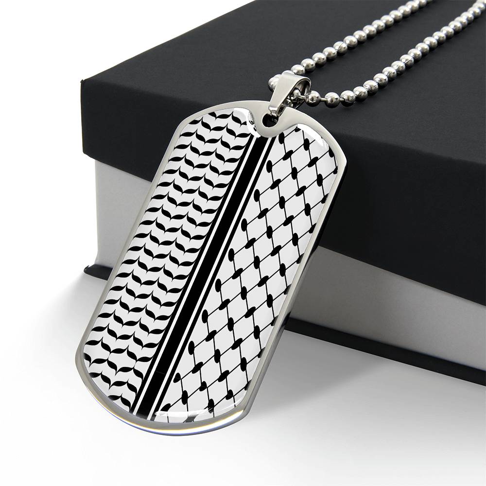 Palestinian Keffiyeh MIlitary Tag Necklace