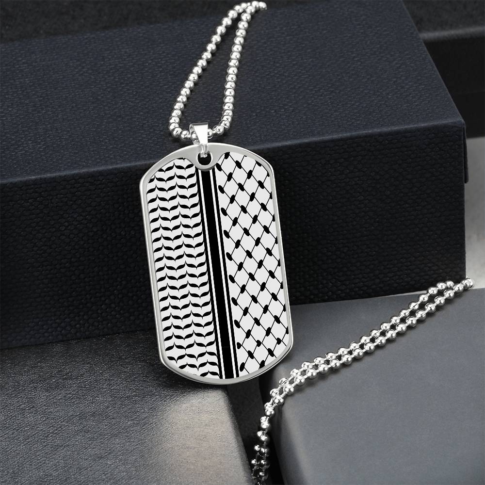 Palestinian Keffiyeh MIlitary Tag Necklace