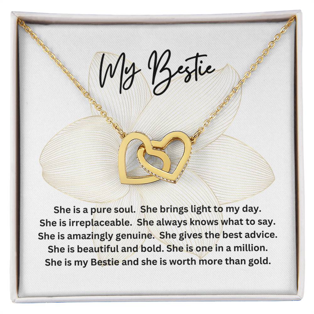 Poem for My Bestie with Interlocking Hearts Necklace