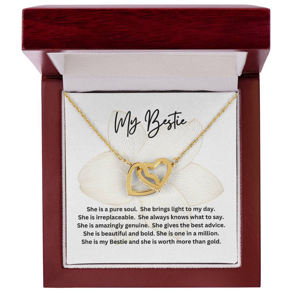 Poem for My Bestie with Interlocking Hearts Necklace