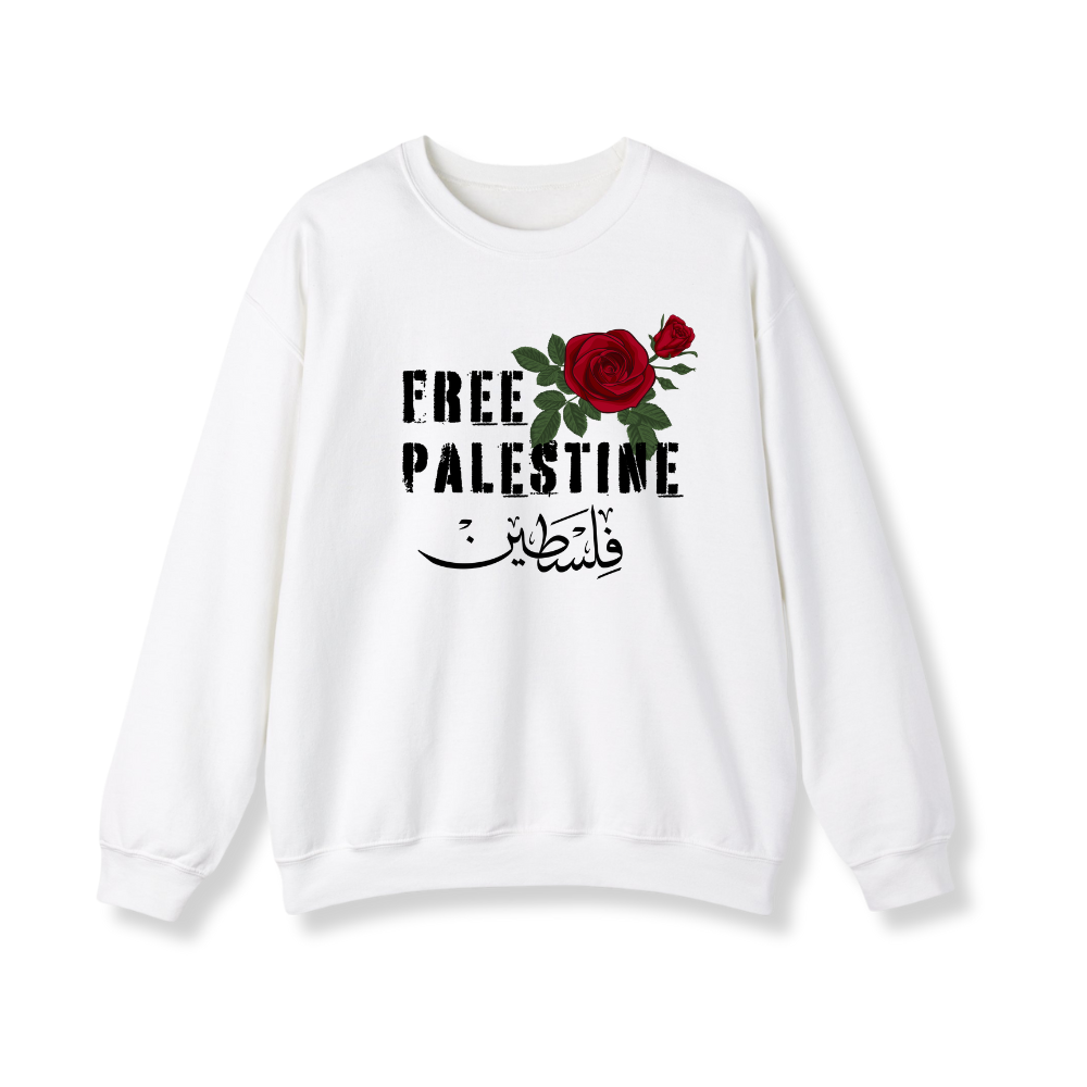 Free Palestine Red Rose Crewneck Sweatshirt