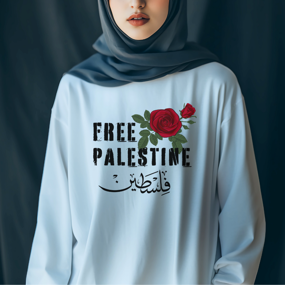 Free Palestine Red Rose Long Sleeve Tshirt