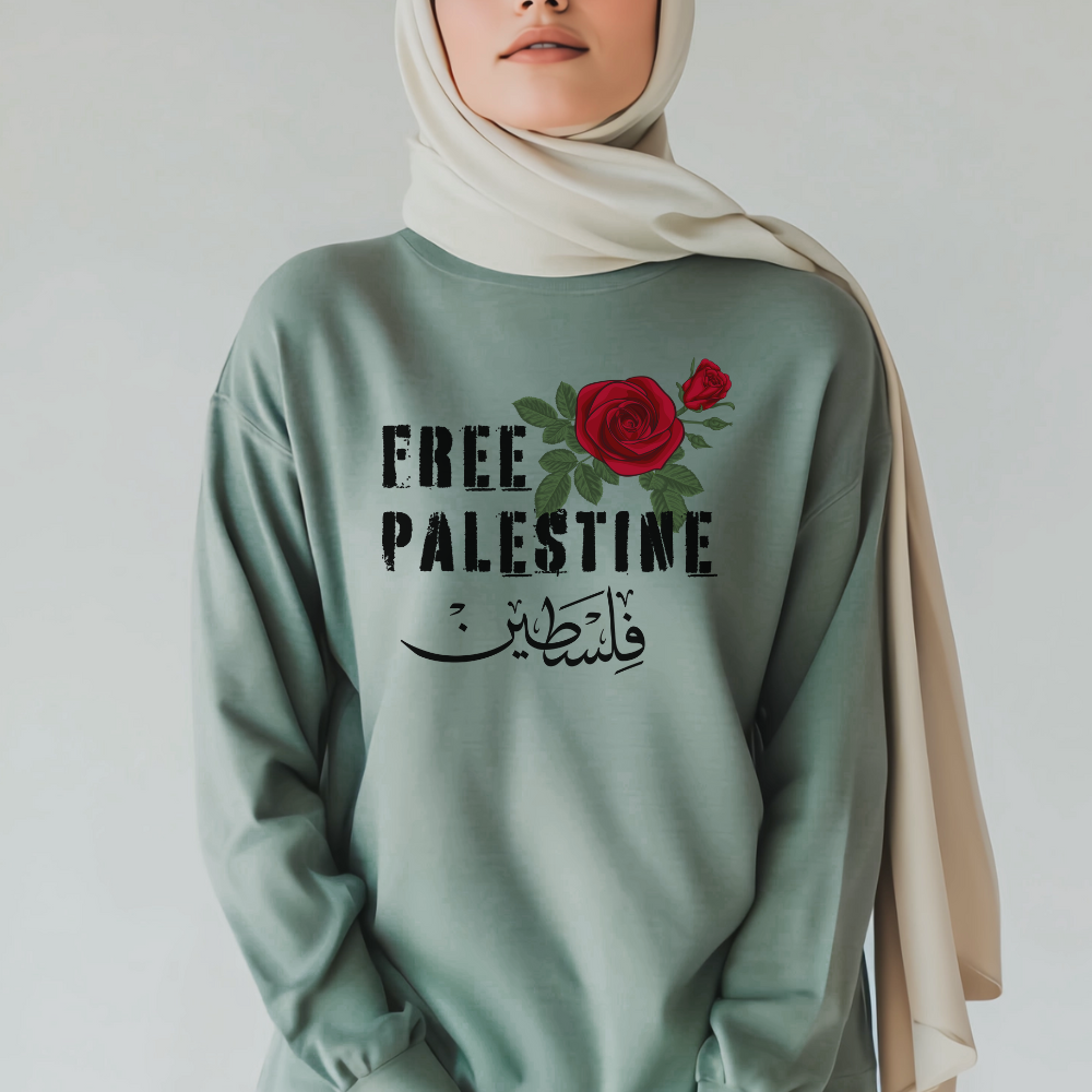 Free Palestine Red Rose Long Sleeve Tshirt