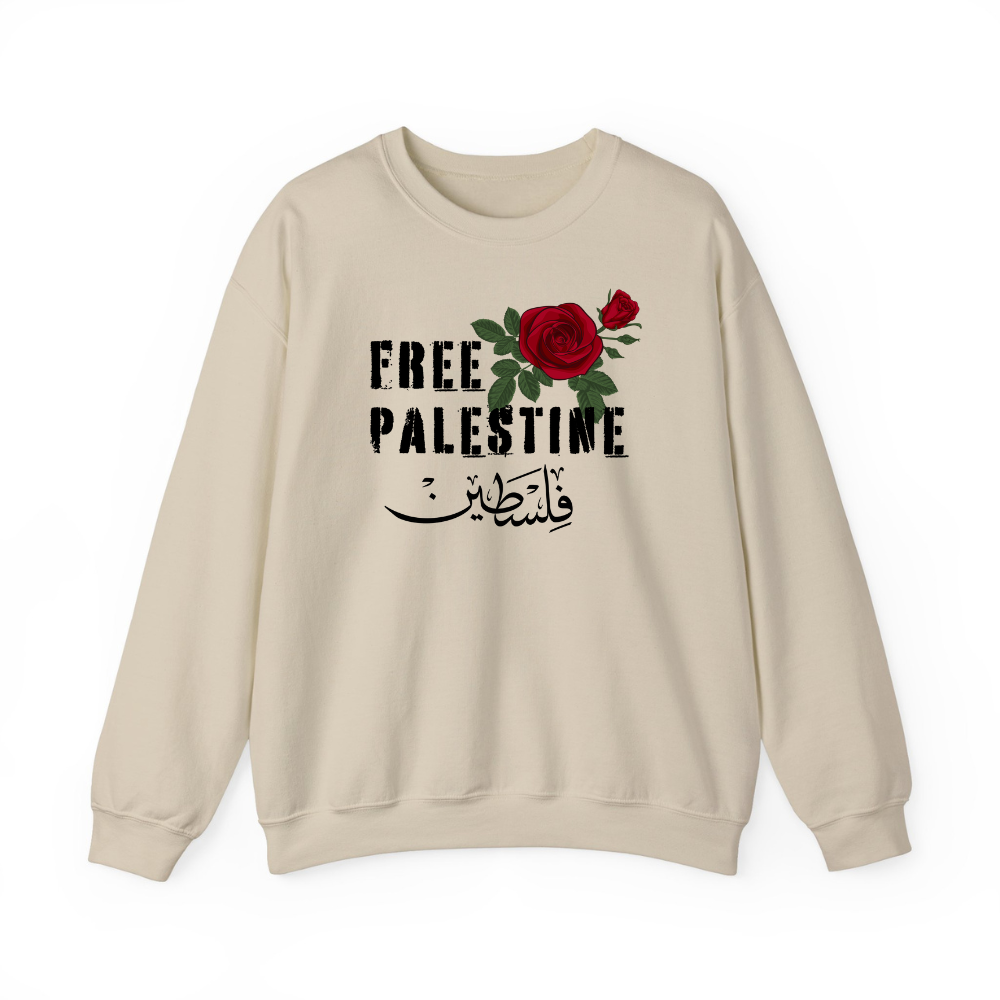 Free Palestine Red Rose Crewneck Sweatshirt